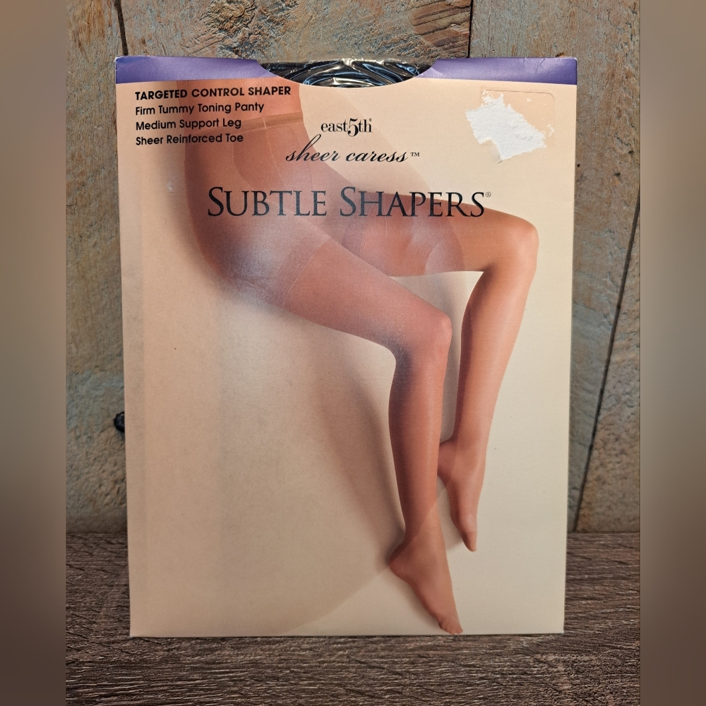 East 5th Pantyhose Average- Off Black- Sheer Subtle Shaper Total Support vintage